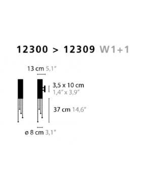 Afmetingen - Wandlampen - W1+1 Crystals - Ilfari