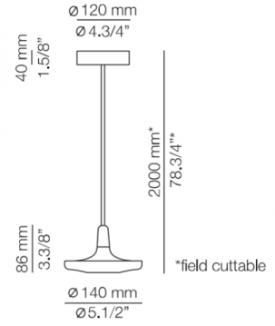 Afmetingen - LED Hanglamp - T3302 Aro opbouw - Estiluz