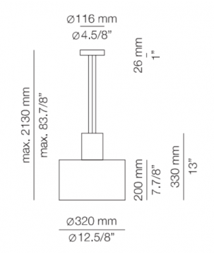 Afmetingen - LED Hanglampen - T3905P Cyls - Estiluz
