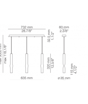 Afmetingen - LED Hanglampen - L73S Flow - Estiluz
