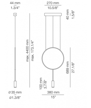 Afmetingen - LED Hanglamp - T3635 Revolta - Estiluz
