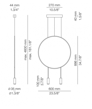 Afmetingen - LED Hanglamp - T3636 Revolta - Estiluz