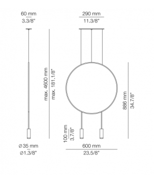 Afmetingen - LED Hanglamp - T3636 Revolta Inbouw - Estiluz