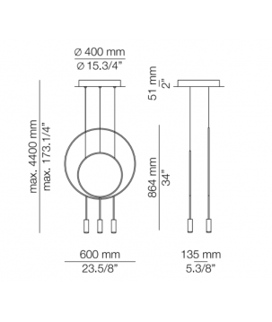 Afmetingen - LED Hanglamp - R40S1S1D Revolta - Estiluz