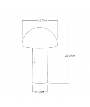 Afmetingen - LED Tafellamp - 15599 Fungo Oplaadbaar - Lucide