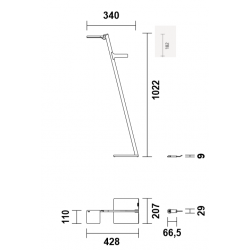 Maten - Draadloze LED vloerlamp - Roxxane Leggera 101 CL