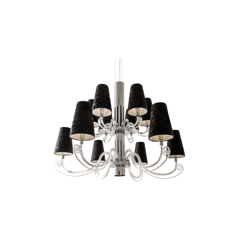 Hanglamp - Arabian Pearls H12+1 - Ilfari - chroom - crushed zwart