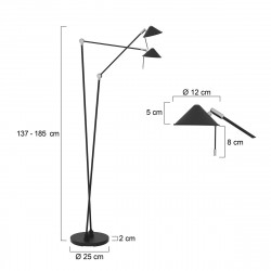 Afmetingen - LED Vloerlamp - 2558ZW Punkt - Steinhauer